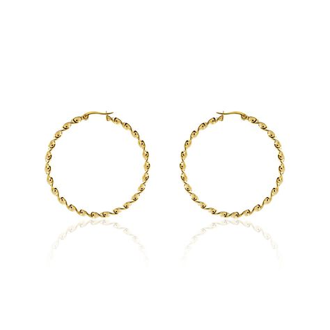 Creoles Acier Dore Antonello - Boucles d'oreilles créoles Femme | Histoire d’Or