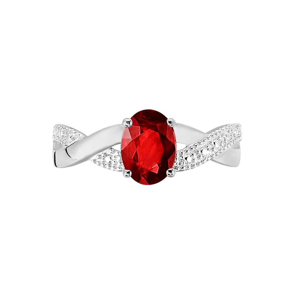 Bague Candice Or Blanc Grenat - Bagues solitaires Femme | Histoire d’Or