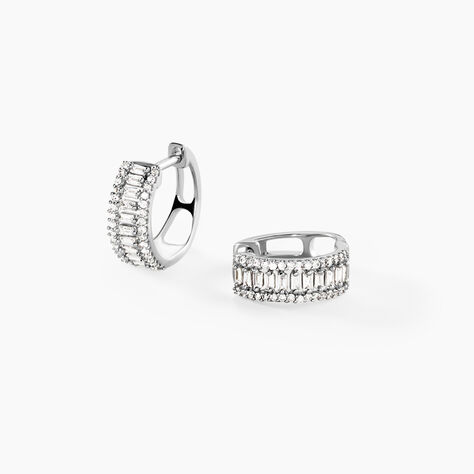 Creoles Or Blanc 1986 Diamants - Boucles d'oreilles pierres pr&eacute;cieuses Femme | Histoire d&rsquo;Or