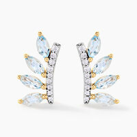 Boucles D'oreilles Puces Tiara Or Jaune Topaze Oxyde De Zirconium