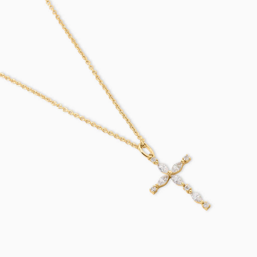 Pendentif Nioclas Argent Dor&eacute; A L'Or 750/1000 Oxyde De Zirconium - Pendentifs Communion Femme | Histoire d&rsquo;Or