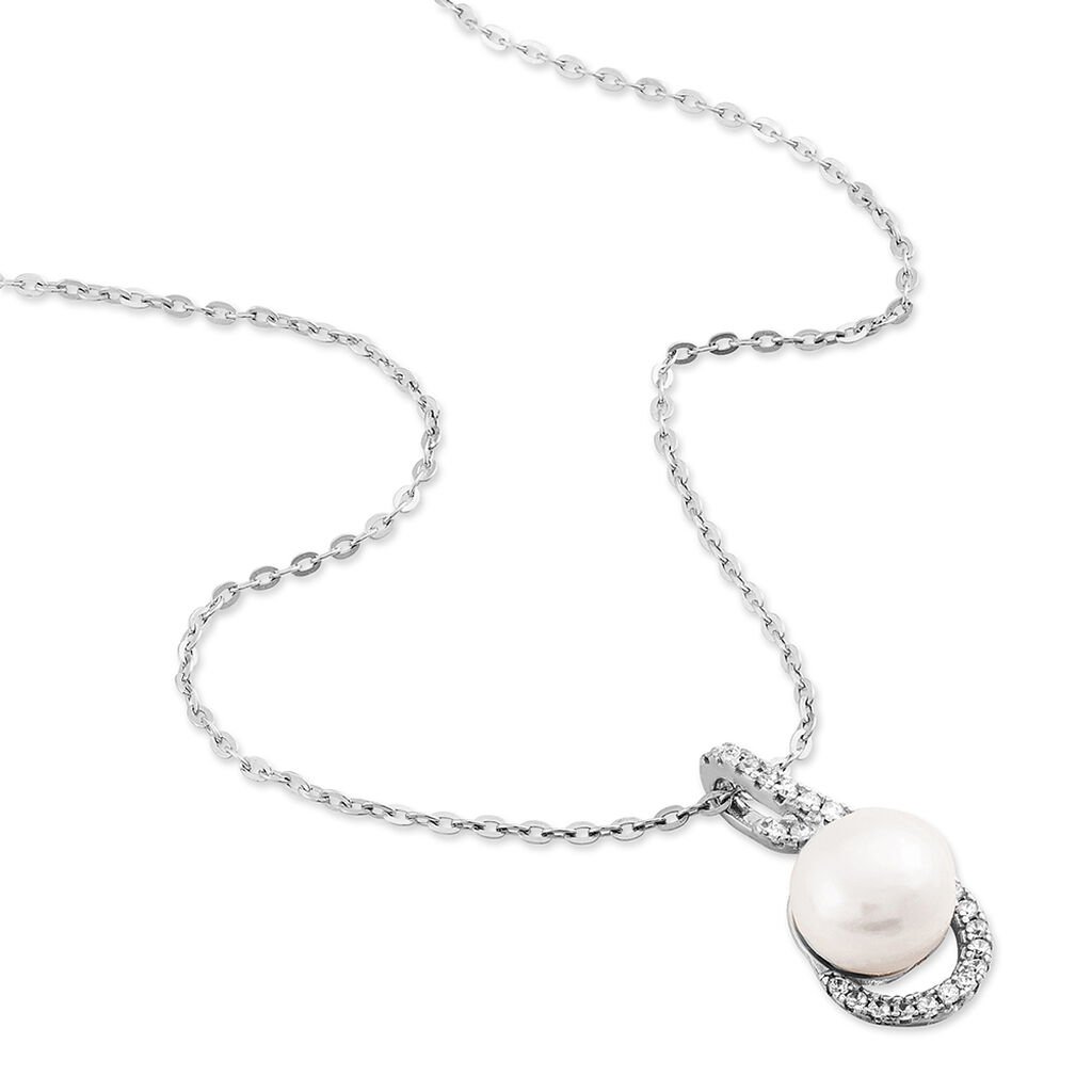 Collier Cyrana Argent Blanc Perle De Culture Et Oxyde De Zirconium - Colliers fantaisie Femme | Histoire d&rsquo;Or