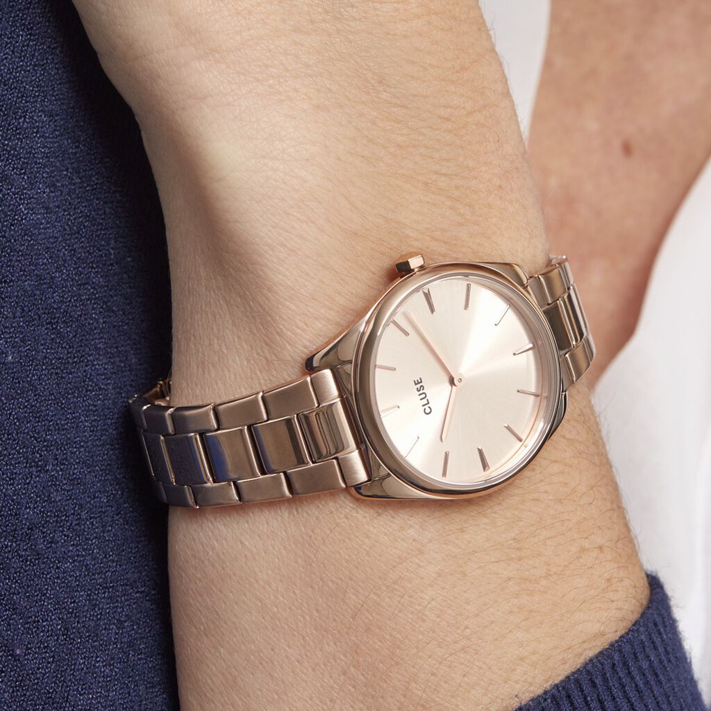 Montre Cluse Feroce Petite Acier Acier Dore Rose - Montres Femme | Histoire d’Or