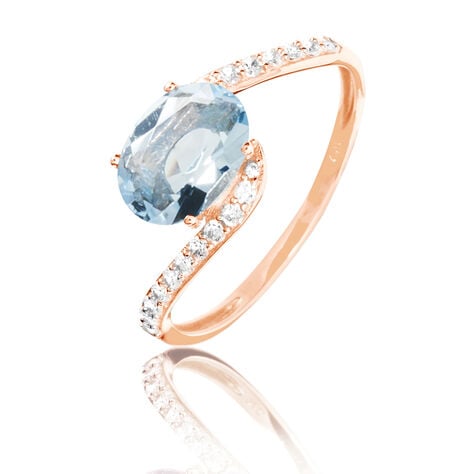 Bague Loriane Or Rose Topaze Et Oxyde De Zirconium - Bagues solitaires Femme | Histoire d&rsquo;Or