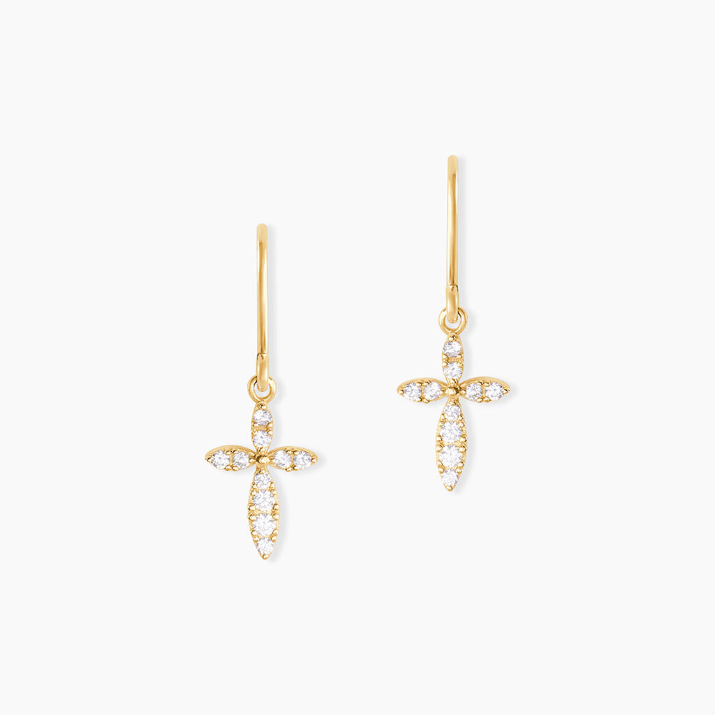Boucles D'oreilles Pendantes Chastity Or Jaune Oxyde De Zirconium - Boucles d'oreilles pendantes Femme | Histoire d’Or