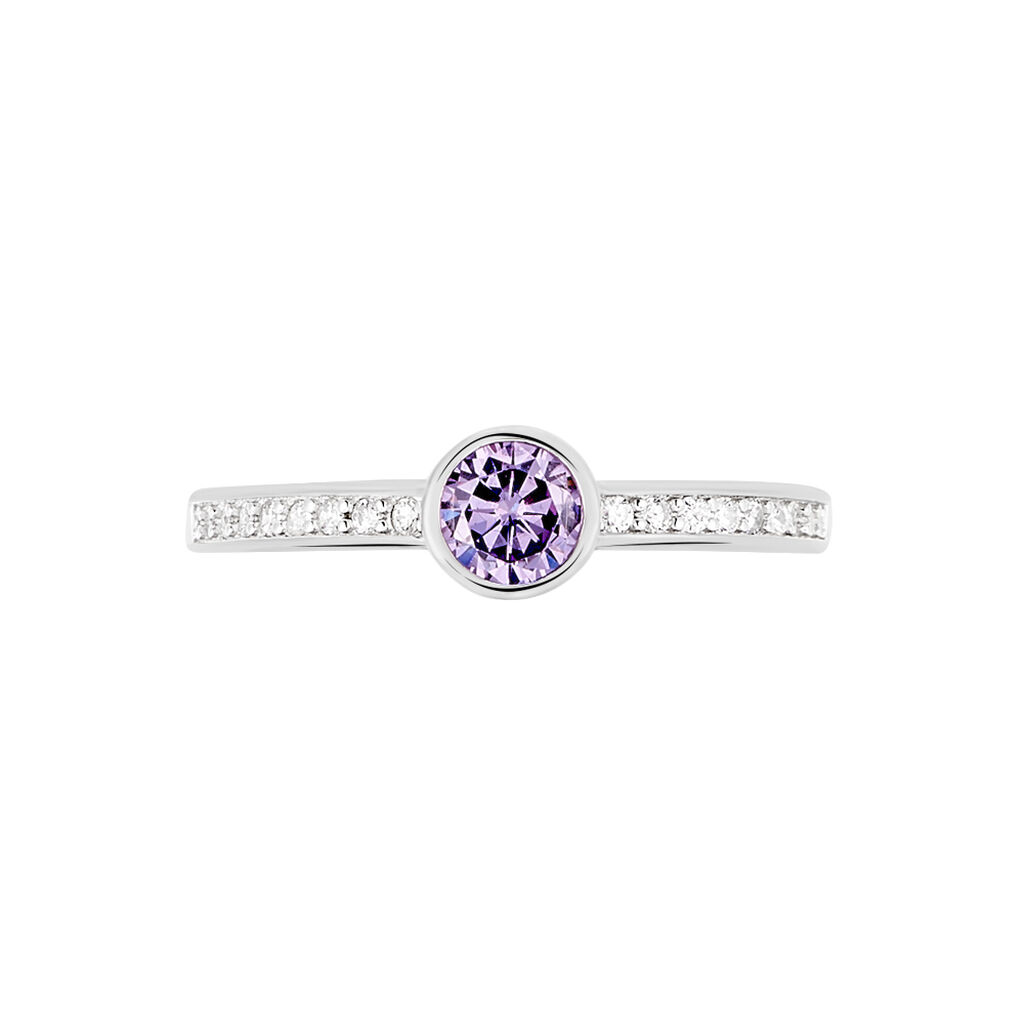 Bague Solitaire Mathylda Argent Blanc Pierre De Synthese Et Oxyde - Bagues solitaires Femme | Histoire d’Or