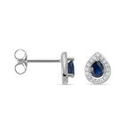 Boucles D'oreilles Puces Or Blanc Elheme Saphir - Clous d'oreilles Femme | Histoire d&rsquo;Or