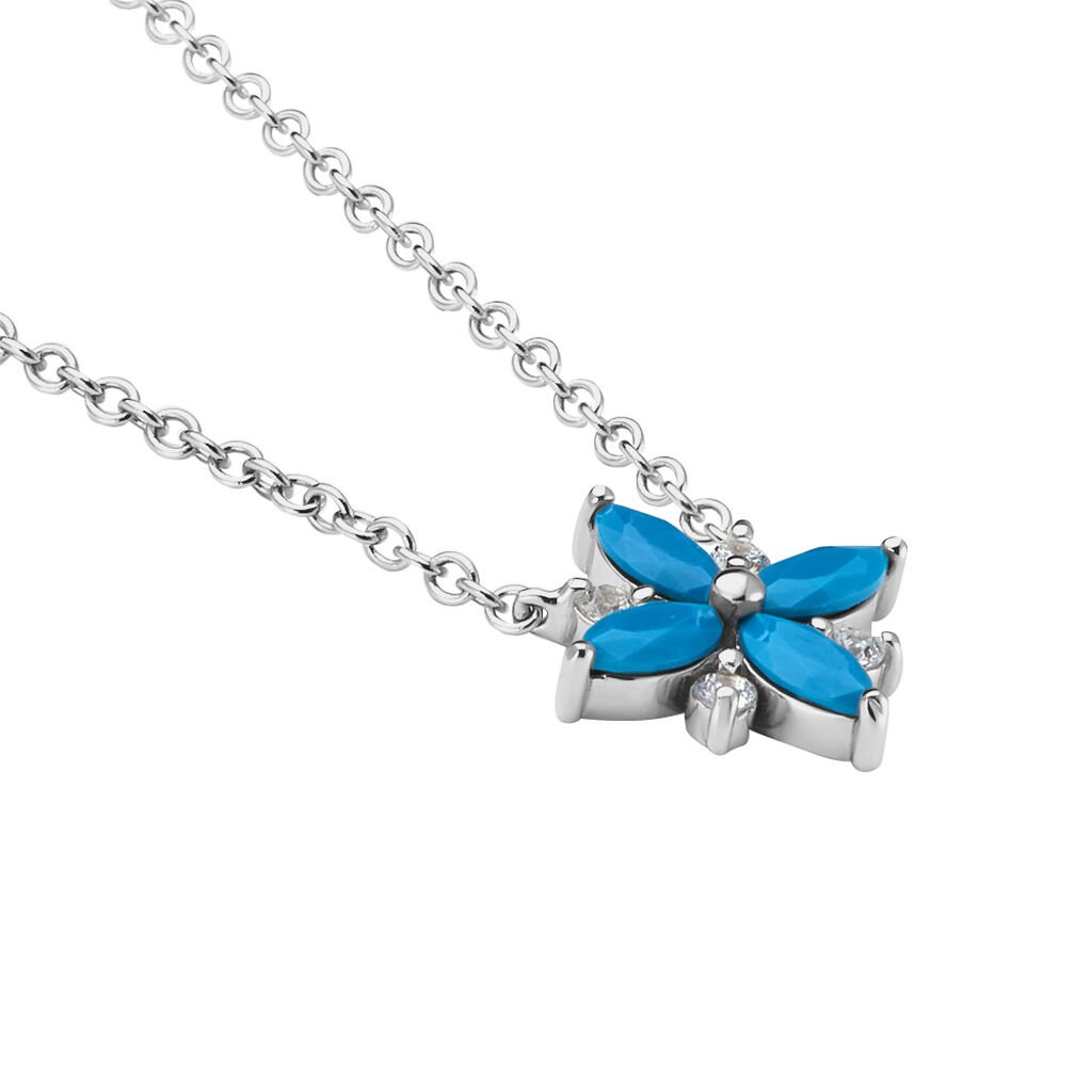 Collier Bleubirds Argent Blanc Turquoise Oxyde De Zirconium - Colliers fantaisie Femme | Histoire d’Or