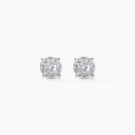 Boucles D'oreilles Puces Artemis Or Blanc Diamant - Clous d'oreilles Femme | Histoire d&rsquo;Or