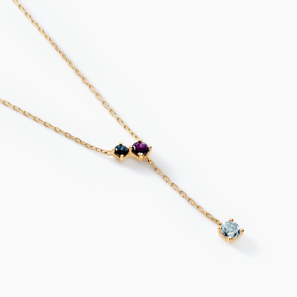 Collier Amaranta Or Jaune Topaze Am&eacute;thyste - Colliers Femme | Histoire d&rsquo;Or