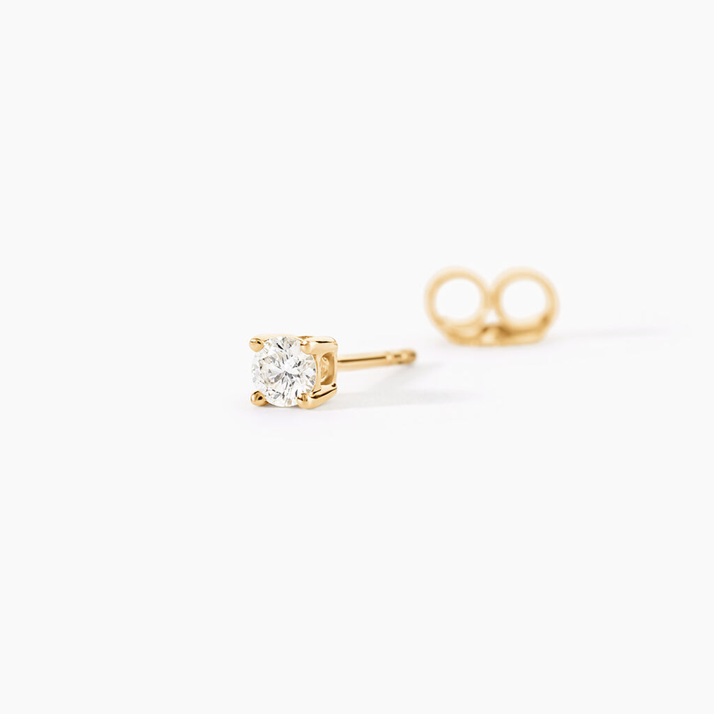 Boucles D'Oreilles Puces One Or Jaune Diamants - Boucles d'oreilles pierres pr&eacute;cieuses Femme | Histoire d&rsquo;Or