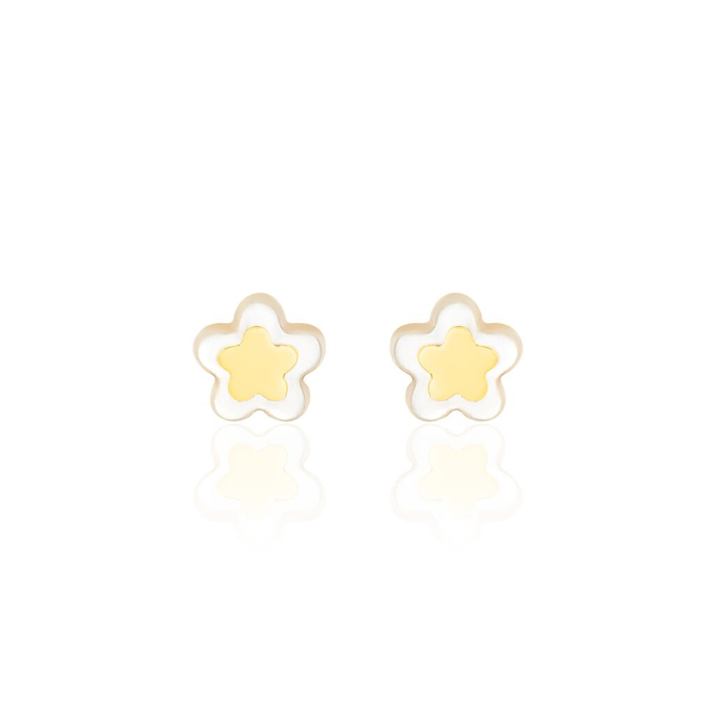 Boucles D'oreilles Puces Cleomelia Fleur Or Jaune - Clous d'oreilles Enfant | Histoire d&rsquo;Or