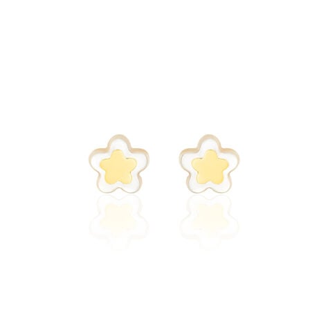 Boucles D'oreilles Puces Cleomelia Fleur Or Jaune - Clous d'oreilles Enfant | Histoire d&rsquo;Or