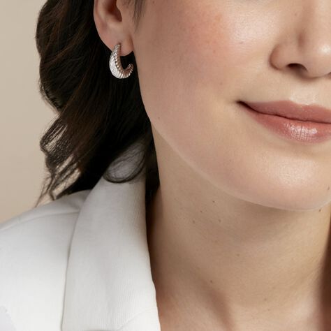 Créoles Shanice Argent Blanc - Boucles d'oreilles créoles Femme | Histoire d’Or
