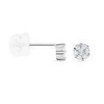 Boucles D'oreilles Puces Eleanor Fleur Or Blanc Oxyde De Zirconium - Clous d'oreilles Femme | Histoire d&rsquo;Or