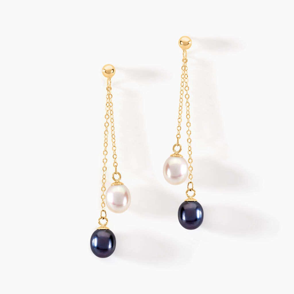 Boucles D'oreilles Pendantes Or Jaune Brayann Perles De Culture - Boucles d'oreilles pendantes Femme | Histoire d&rsquo;Or