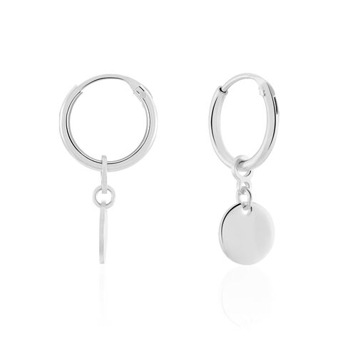 Boucles D'oreilles Créoles Argent Sterling 925 - 13mm Rondes Facettées, Design Uni Sans Pierre
