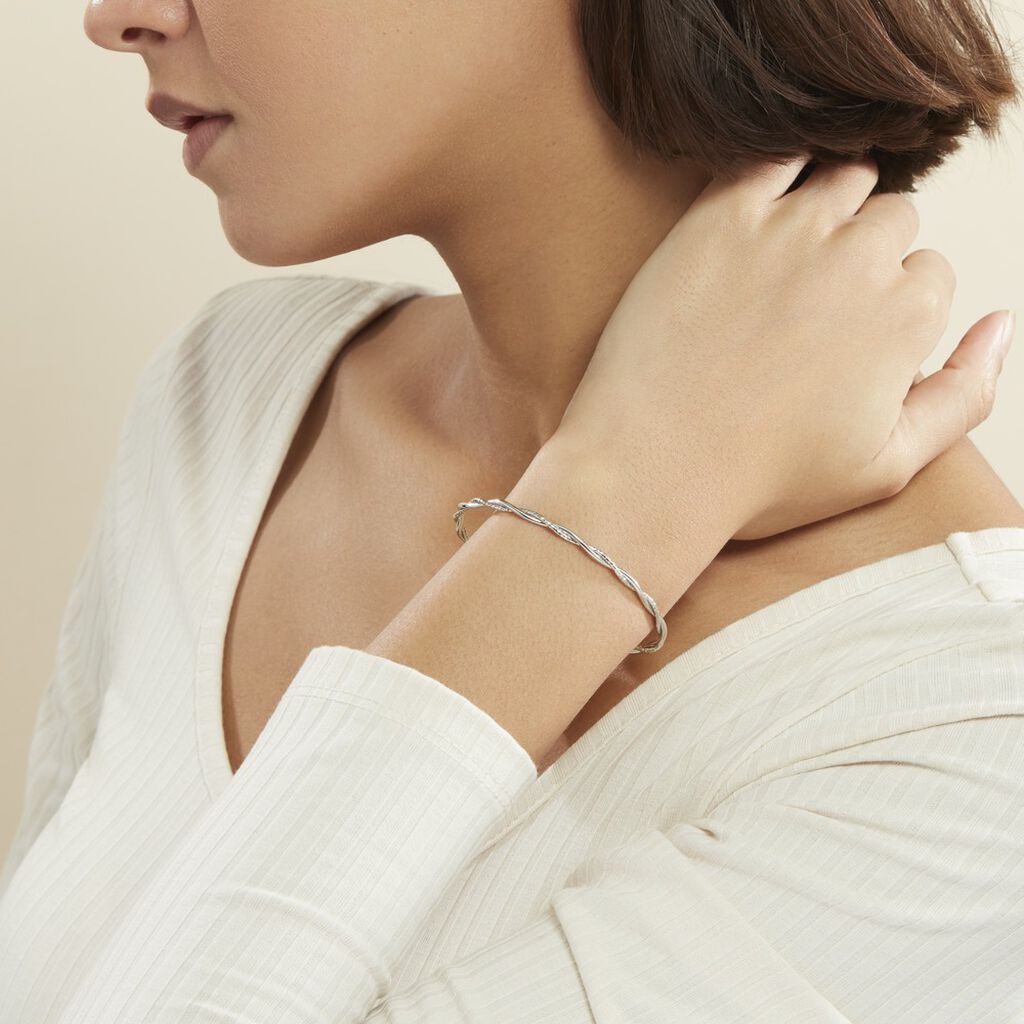 Bracelet Abie Torsade Argent Blanc - Bracelets Femme | Histoire d’Or