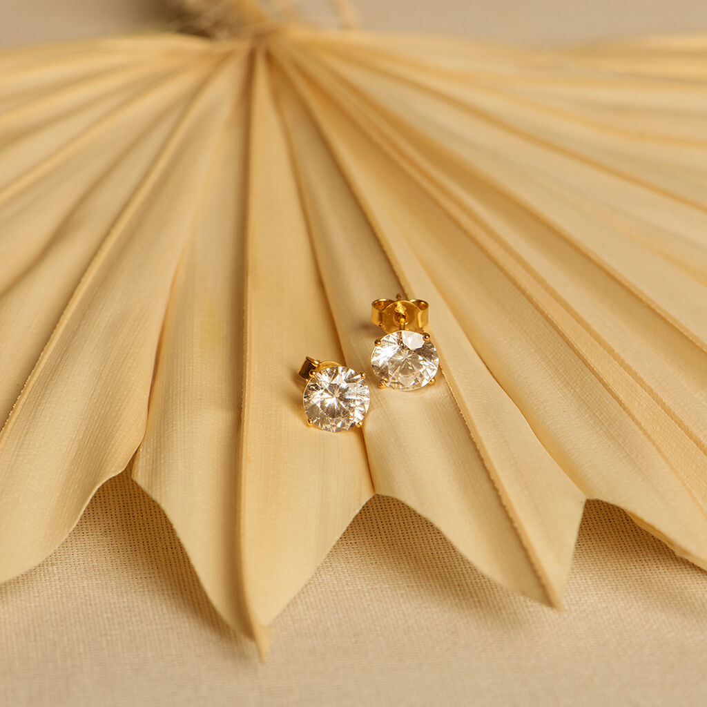 Boucles D'oreilles Puces Eddie Or Jaune Oxyde De Zirconium - Clous d'oreilles Femme | Histoire d’Or