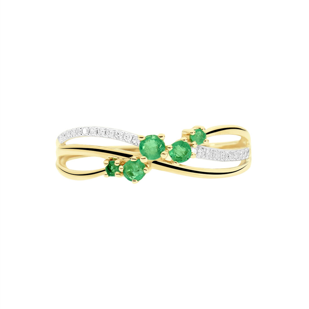 Bague Amarylis Or Jaune Emeraude Diamant - Bagues avec pierre Femme | Histoire d’Or