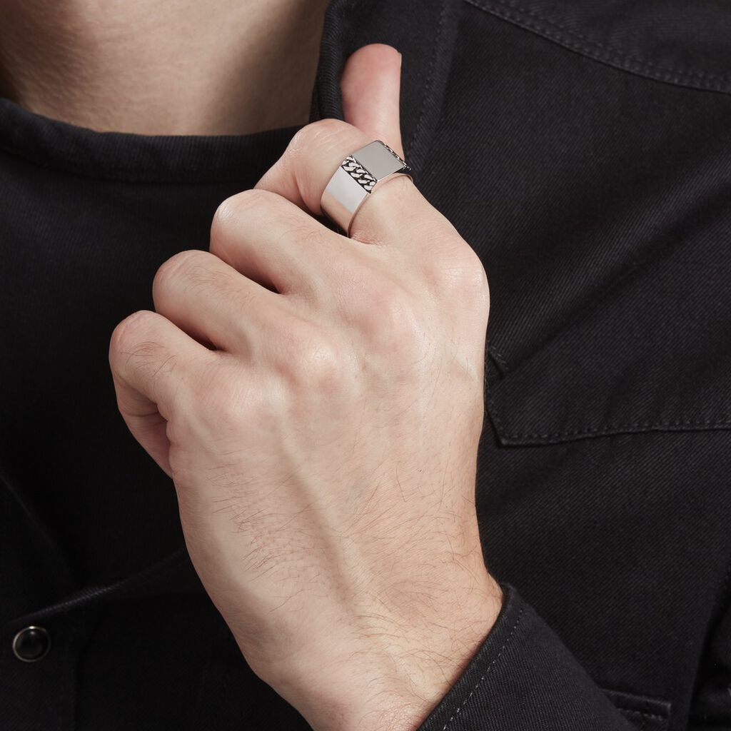Chevalière Luka Argent Blanc - Chevalières Homme | Histoire d’Or