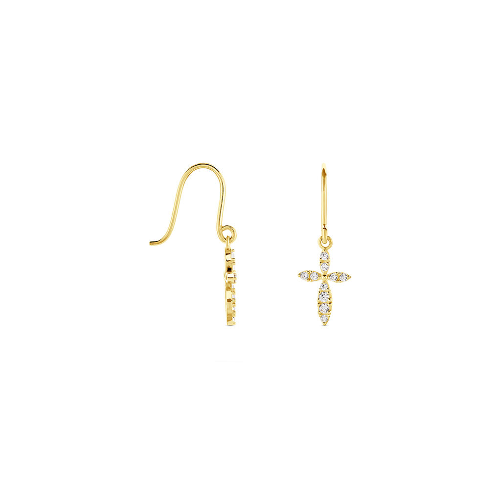 Boucles D'oreilles Pendantes Chastity Or Jaune Oxyde De Zirconium - Boucles d'oreilles pendantes Femme | Histoire d’Or