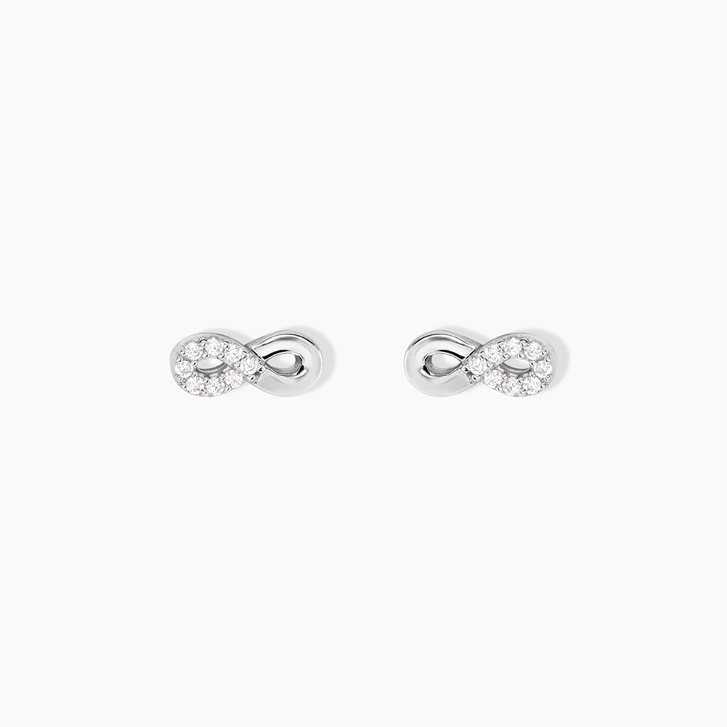 Boucles D'Oreilles Puces Kara Argent Blanc Oxyde De Zirconium - Boucles d'oreilles fantaisie Femme | Histoire d&rsquo;Or