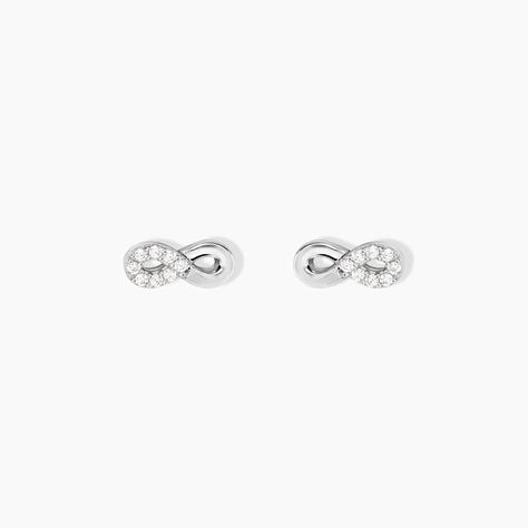 Boucles D'Oreilles Puces Kara Argent Blanc Oxyde De Zirconium - Boucles d'oreilles fantaisie Femme | Histoire d&rsquo;Or