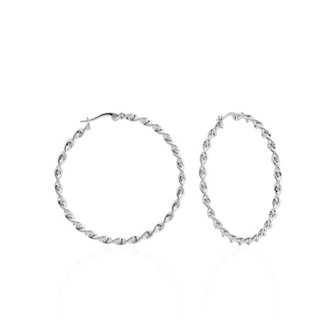 Creoles Acier Blanc Antonello - Boucles d'oreilles créoles Femme | Histoire d’Or