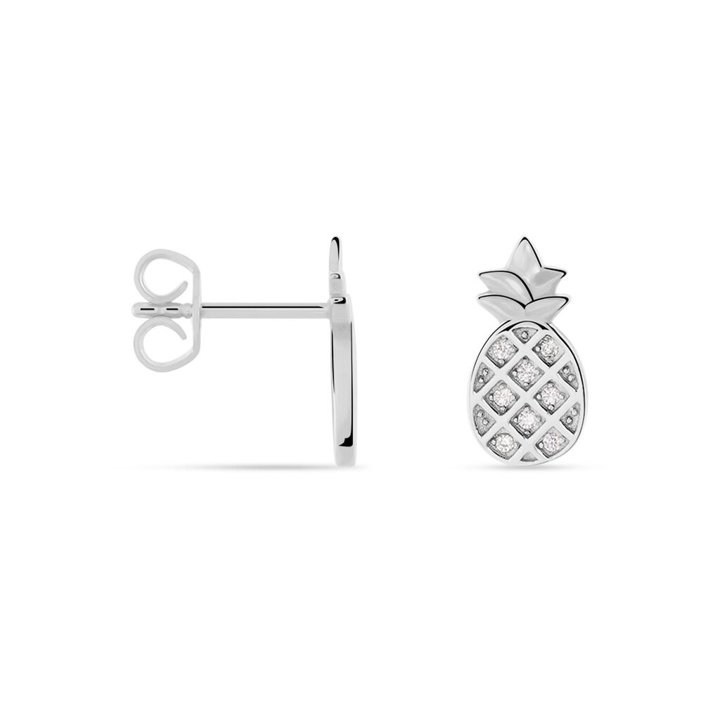 Boucles D'oreilles Puces Harold Argent Blanc Oxyde De Zirconium - Boucles d'oreilles fantaisie Femme | Histoire d’Or