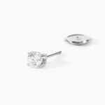 Boucles D'Oreilles Puces One Or Blanc Diamants - Clous d'oreilles Femme | Histoire d&rsquo;Or