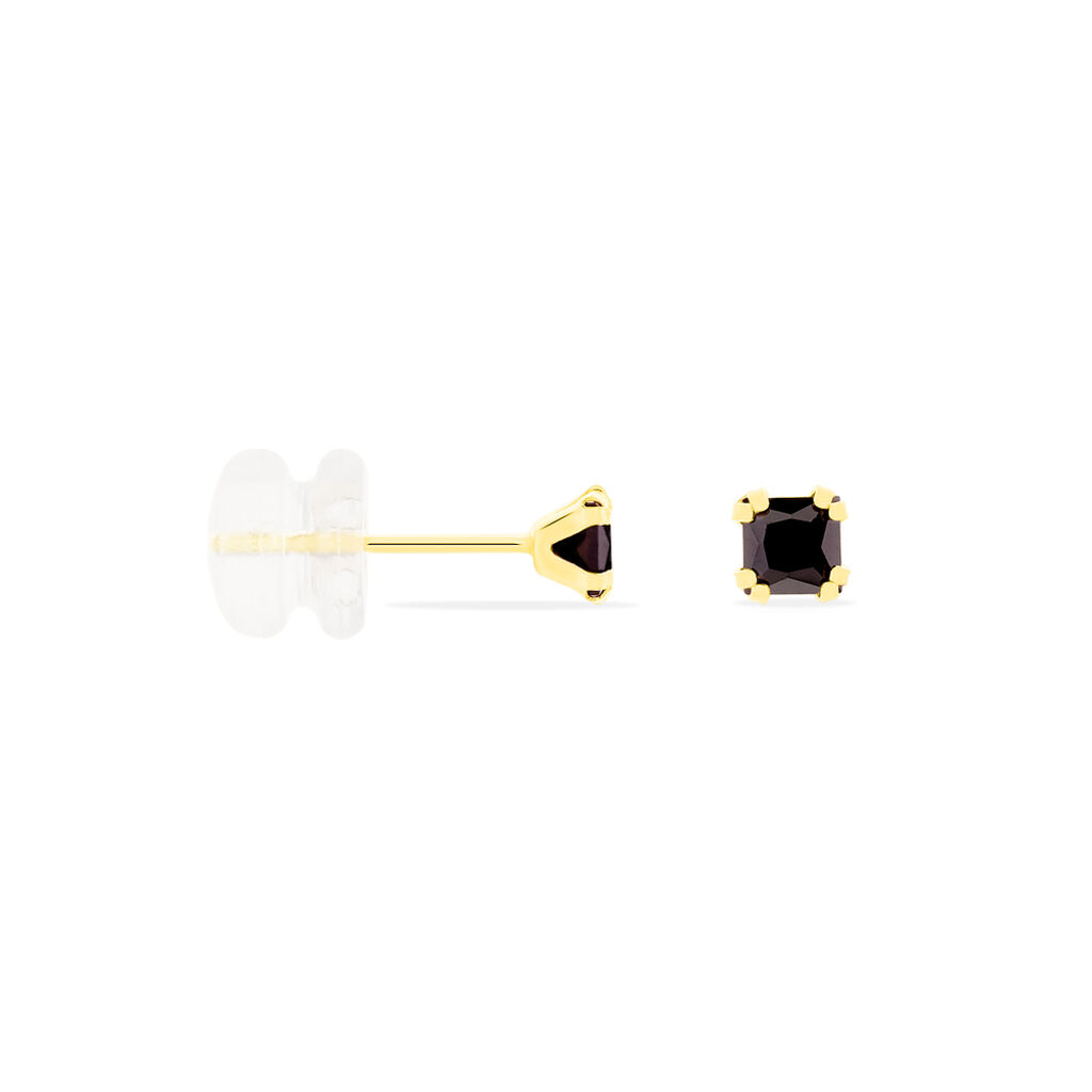 Boucles D'oreilles Puces Doreen Carre Or Jaune Oxyde De Zirconium - Clous d'oreilles Femme | Histoire d’Or