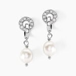 Boucles D'oreilles Pendantes Gaetane Argent Blanc Perle Oxyde - Boucles d'oreilles fantaisie Femme | Histoire d&rsquo;Or