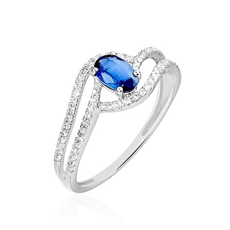 Bague Lyna Or Blanc Saphir Et Diamant - Bagues solitaires Femme | Histoire d&rsquo;Or