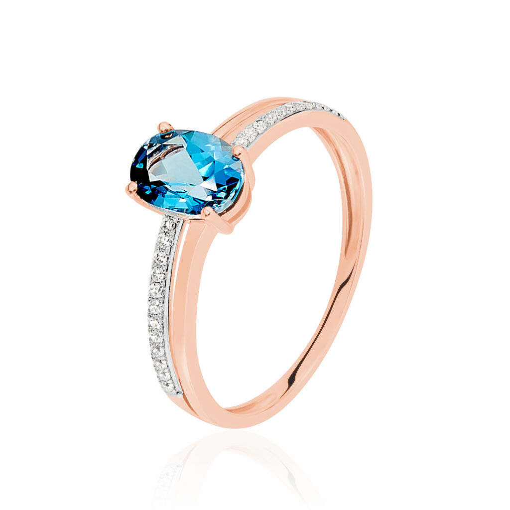 Bague Sarika Or Rose Topaze Et Oxyde De Zirconium - Bagues solitaires Femme | Histoire d’Or