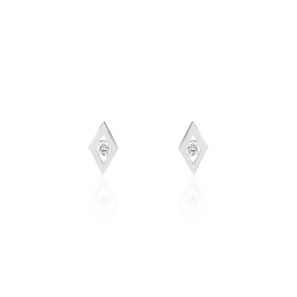 Boucles D'oreilles Puces Eirena Or Blanc Diamant - Clous d'oreilles Femme | Histoire d&rsquo;Or