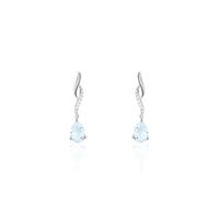 Boucles D'oreilles Pendantes Assaf Or Blanc Topaze Et Oxyde