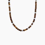Collier Naturel Acier Argent&eacute; Oeil De Tigre - Colliers pierre Homme | Histoire d&rsquo;Or