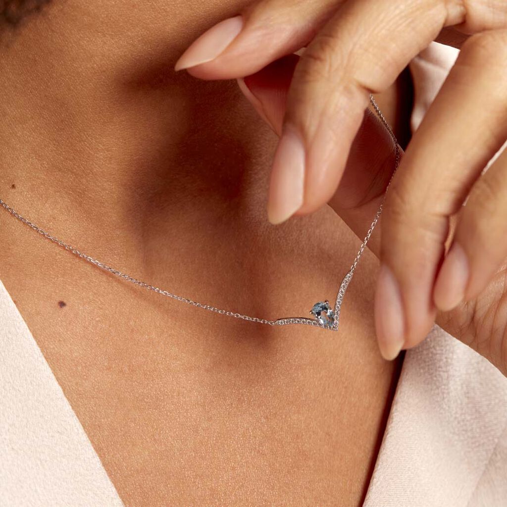 Collier Marlene Or Blanc Topaze Et Oxyde De Zirconium - Colliers Femme | Histoire d’Or