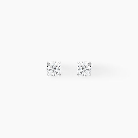 Boucles D'oreilles Puces 4 Griffes Or Blanc Diamant Synthetique - Clous d'oreilles Femme | Histoire d’Or