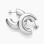 Cr&eacute;oles Letty Acier Blanc Sans Pierre - Boucles d'oreilles cr&eacute;oles Femme | Histoire d&rsquo;Or