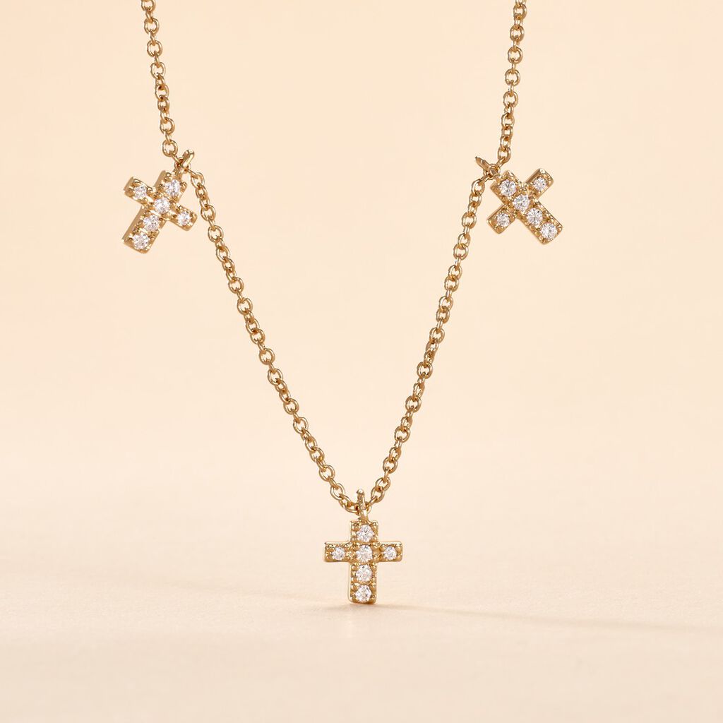 Collier Fatos Plaqu&eacute; Or Jaune Oxyde De Zirconium - Colliers fantaisie Femme | Histoire d&rsquo;Or