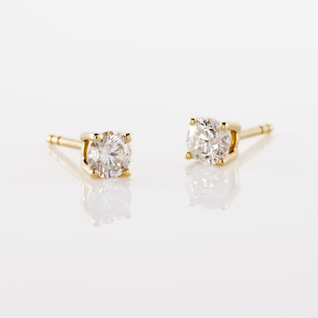 Boucles D'oreilles Puces Or Jaune Victoria Diamants - Clous d'oreilles Femme | Histoire d&rsquo;Or