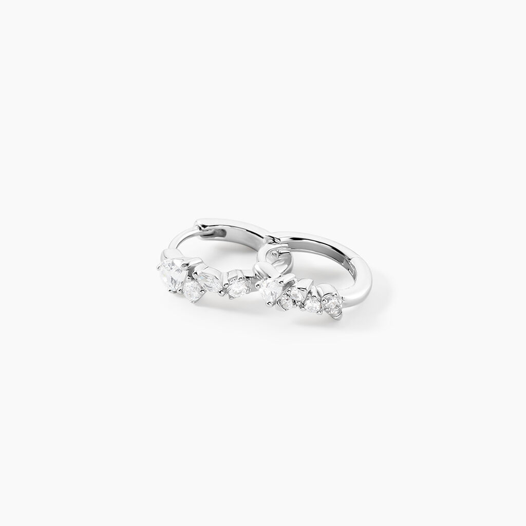 Cr&eacute;oles Eclat d'Aurore Argent Blanc Oxyde De Zirconium - Boucles d'oreilles cr&eacute;oles Femme | Histoire d&rsquo;Or