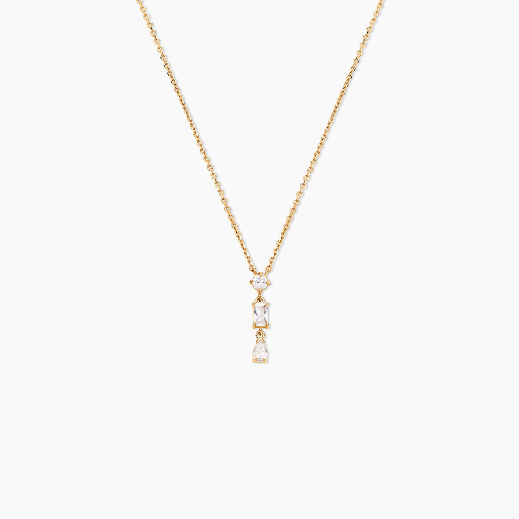 Collier Estela Plaque Or Jaune Oxyde De Zirconium - Colliers Femme | Histoire d&rsquo;Or