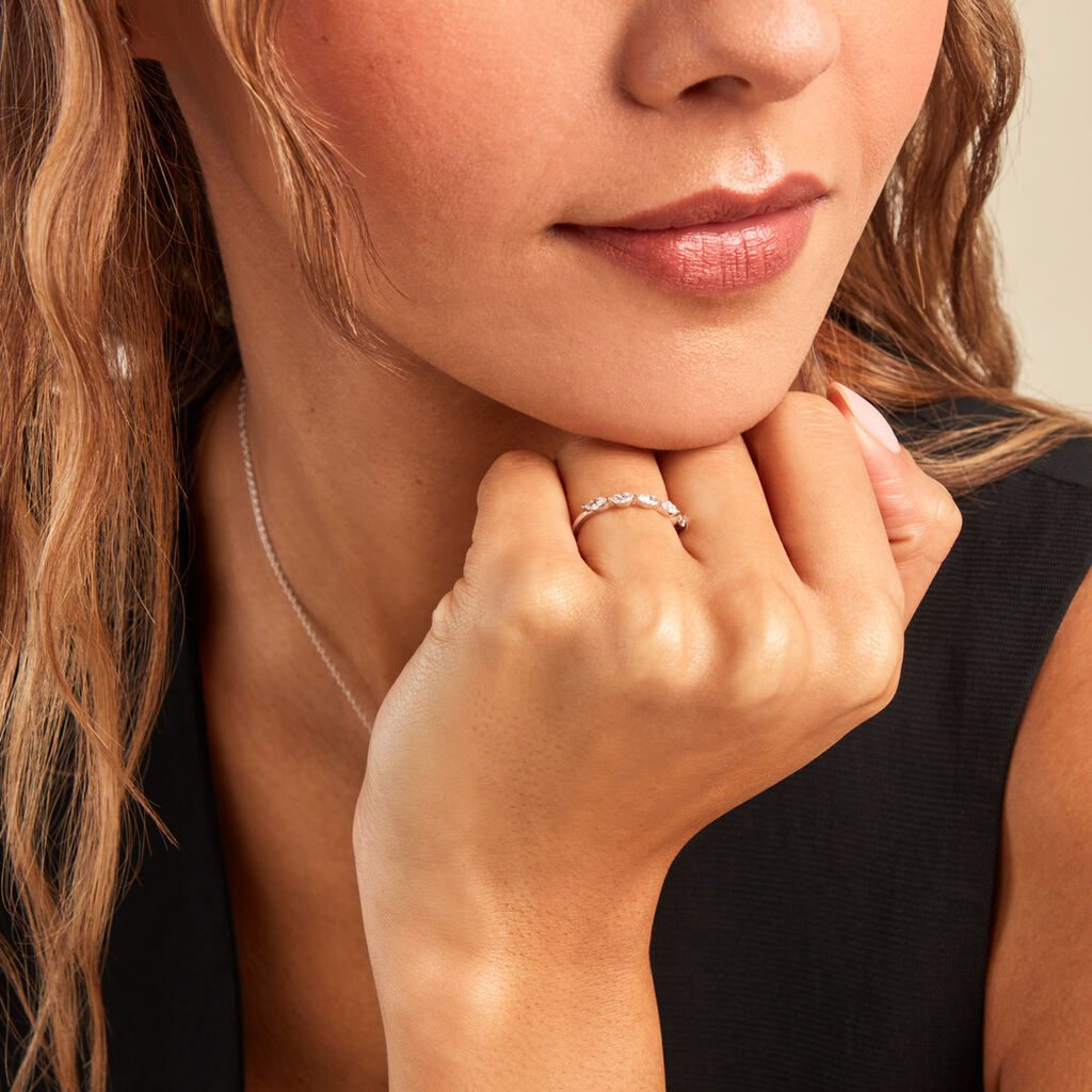 Bague Navette Argent Blanc Oxyde De Zirconium - Bagues avec pierre Femme | Histoire d’Or