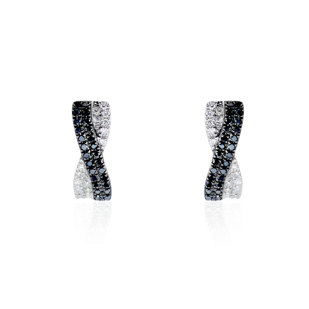 Boucles D'oreilles Puces Alric Or Blanc Diamant - Clous d'oreilles Femme | Histoire d’Or