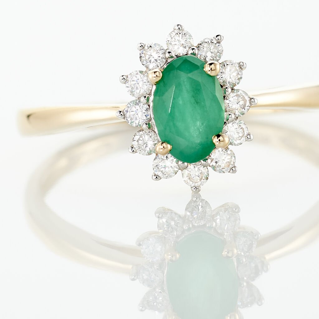Bague Vladimir Or Jaune Emeraude Diamants - Bagues solitaires Femme | Histoire d&rsquo;Or