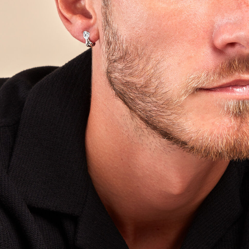 Créole Unitaire Positano Acier Blanc - Boucles d'oreilles créoles Homme | Histoire d’Or