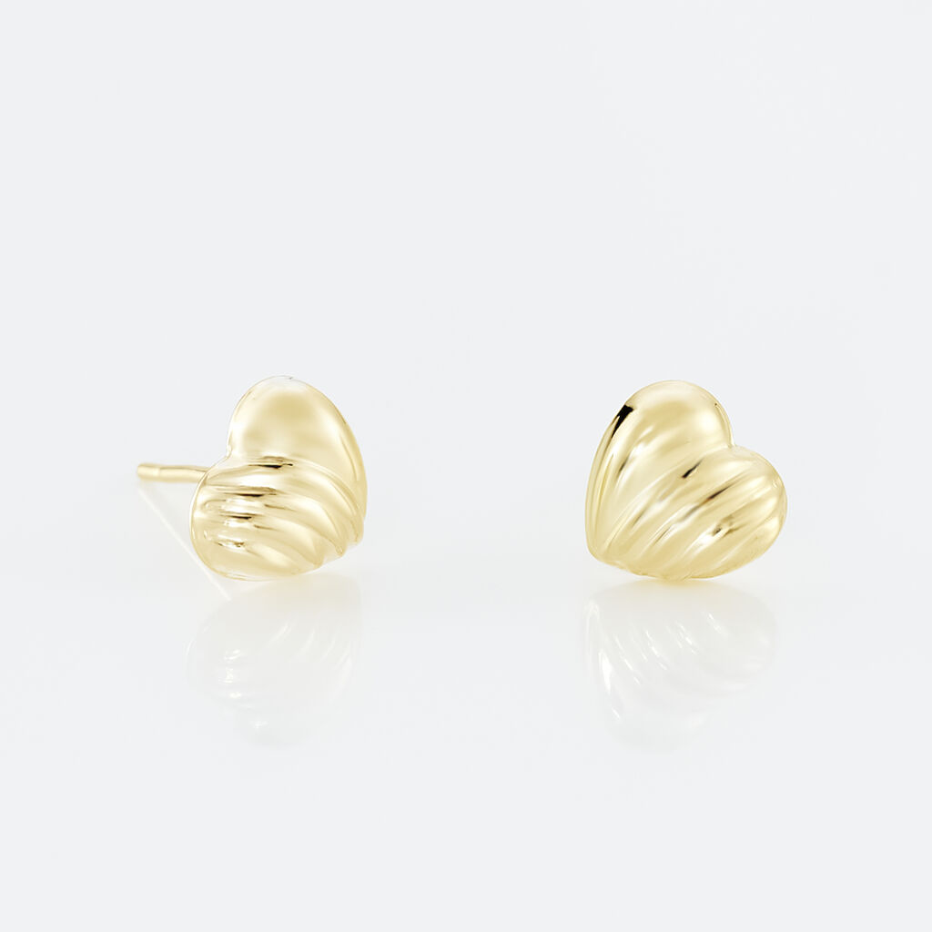 Boucles D'oreilles Puces Anne-maudae Cœurs Or Jaune - Clous d'oreilles Femme | Histoire d’Or